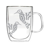 Native American Art Double Wall Glass Mug