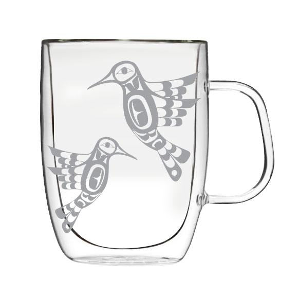 Native American Art Double Wall Glass Mug