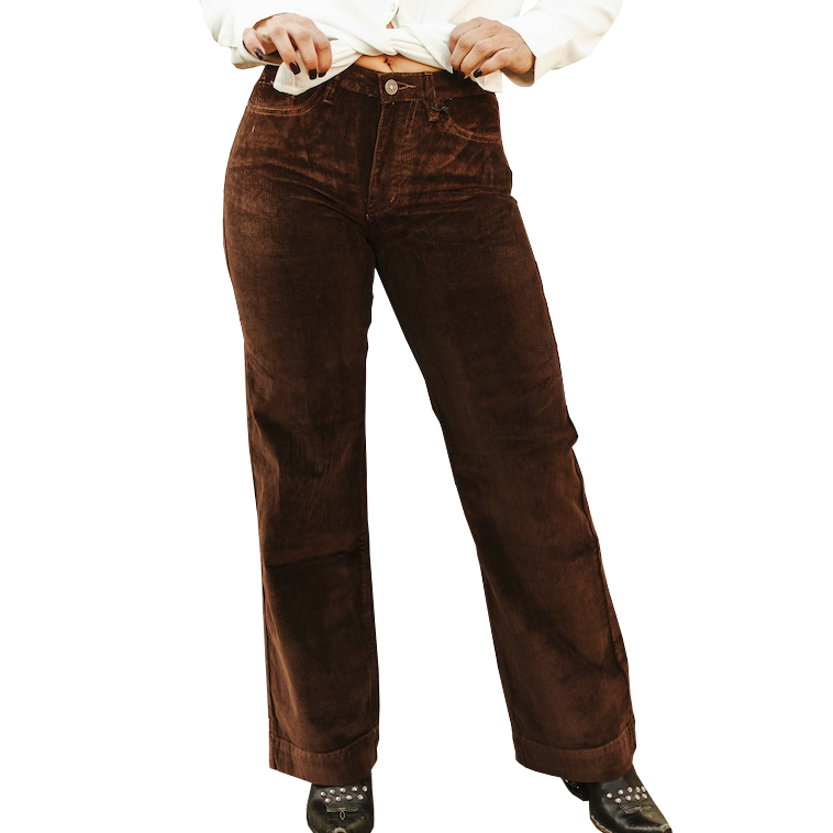 Women's Brown Corduroy Mid Rise Trouser Stretch Jeans Lucky