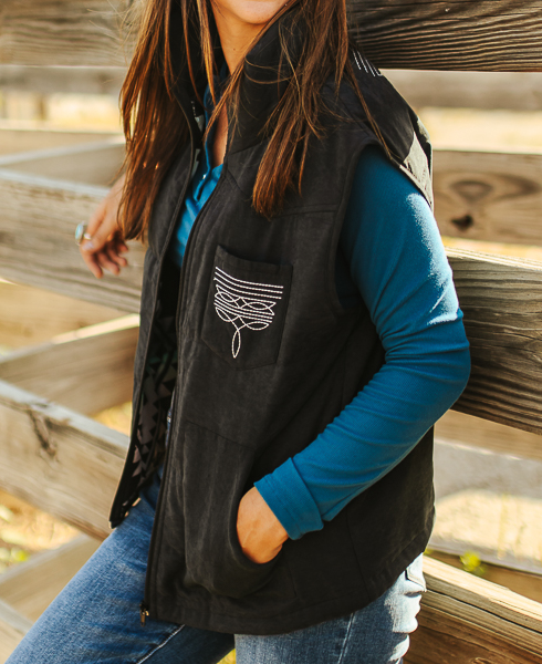 Women's Embroidered Puffer Vest