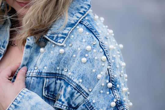 Women's Pearl & Rhinestone Denim Jacket