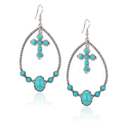 Western Stone Cross Hoop Earrings