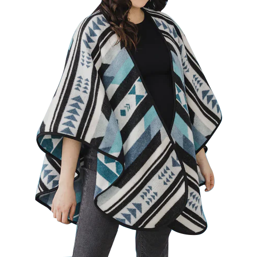 Indigenous Reversible Shawl Made from Wool Acrylic and Polyester