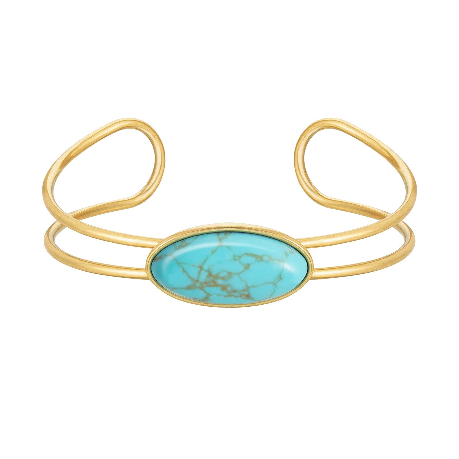 Wrangler Gold Western Natural Turquoise Stone Cuff Bracelet