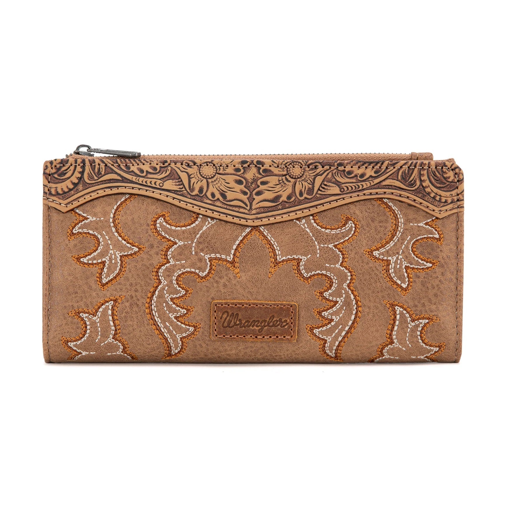 Wrangler Embroidered Bi-Fold Wallet - Khaki, Brown & Green
