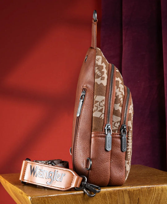 Southwestern Print Small Canvas Sling Chest Bag