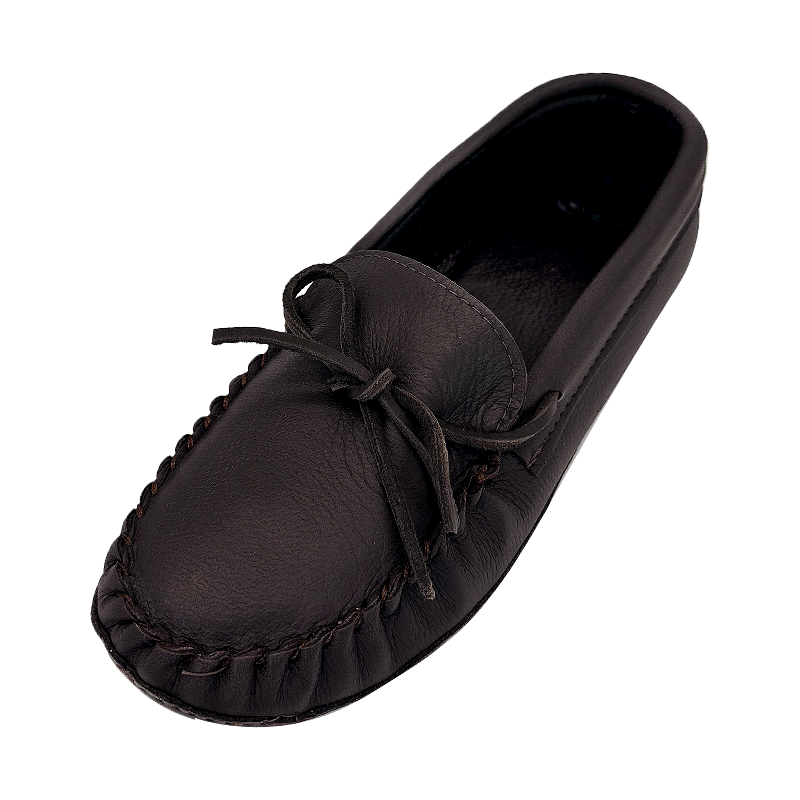 Men s Soft Sole Dark Brown Double Deerskin Leather Moccasin Slippers Leather Moccasins