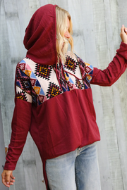 Women's Burgundy Tribal Hoodie