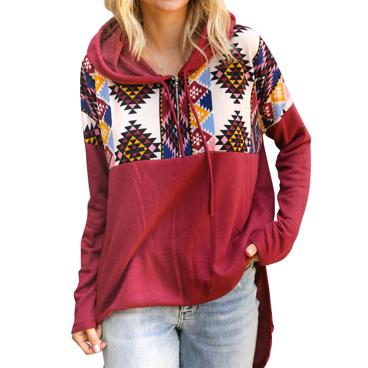 zaful tribal print hoodie