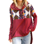 Women's Burgundy Tribal Hoodie