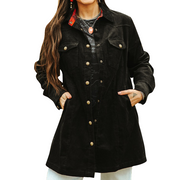 Women's Corduroy Pearl Snap Tunic Shacket