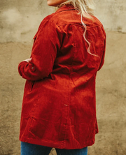 Women's Corduroy Pearl Snap Tunic Shacket