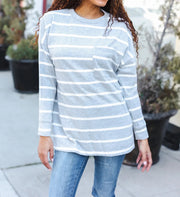 Women's Stripe Brushed Hacci Knit Top