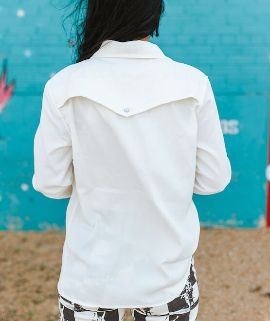 Women's White Retro 90s Button Up Shirt