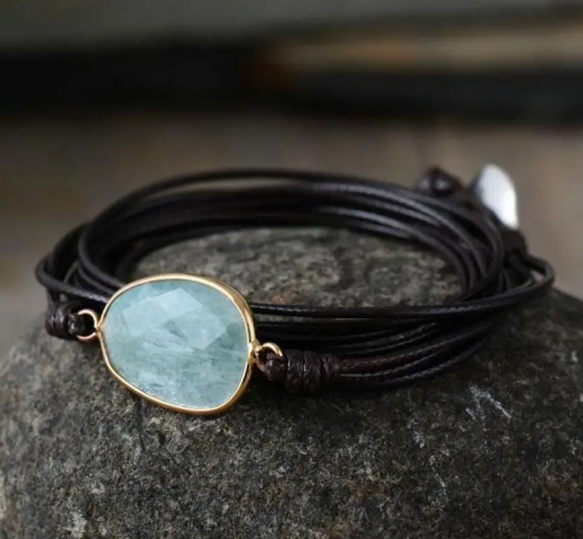 Natural Amazonite Rope Wrap Bracelet
