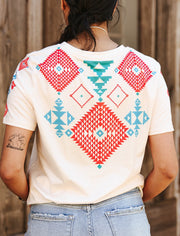Women's Coral Aztec Printed T-Shirt