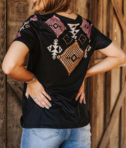 Women's Coral Aztec Printed T-Shirt