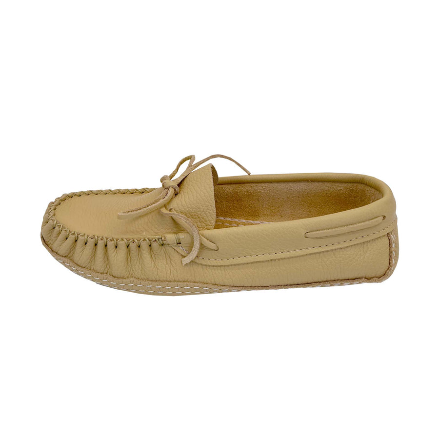 Men's Wide Cream Leather Moccasins (Final Clearance 8 to 12 ONLY)