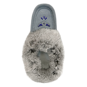 Women's Fleece Lined Rabbit Fur Sky Blue Suede Moccasins
