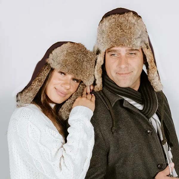 Rabbit Fur Trim Aviator Hat