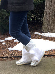 Women's 13" White Leather Mukluks