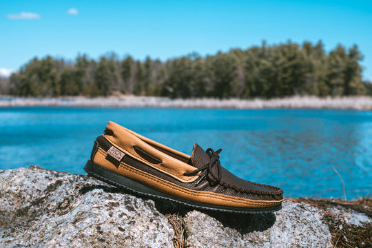 Men's Rubber Sole Elk & Moose Hide Leather Moccasins