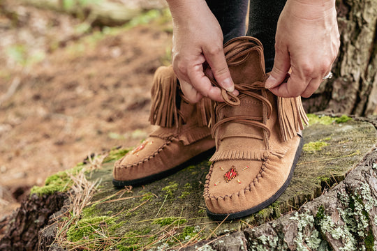 Women's Moka Suede Fringed Moccasin Boots