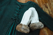Women's White Leather Lined Mittens (Final Clearance)