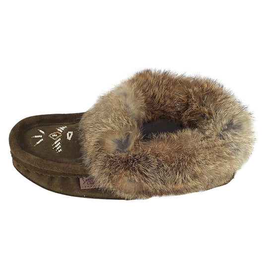 Women's Fleece Lined Army Suede Rabbit Fur Moccasins