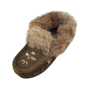 Women's Fleece Lined Army Suede Rabbit Fur Moccasins