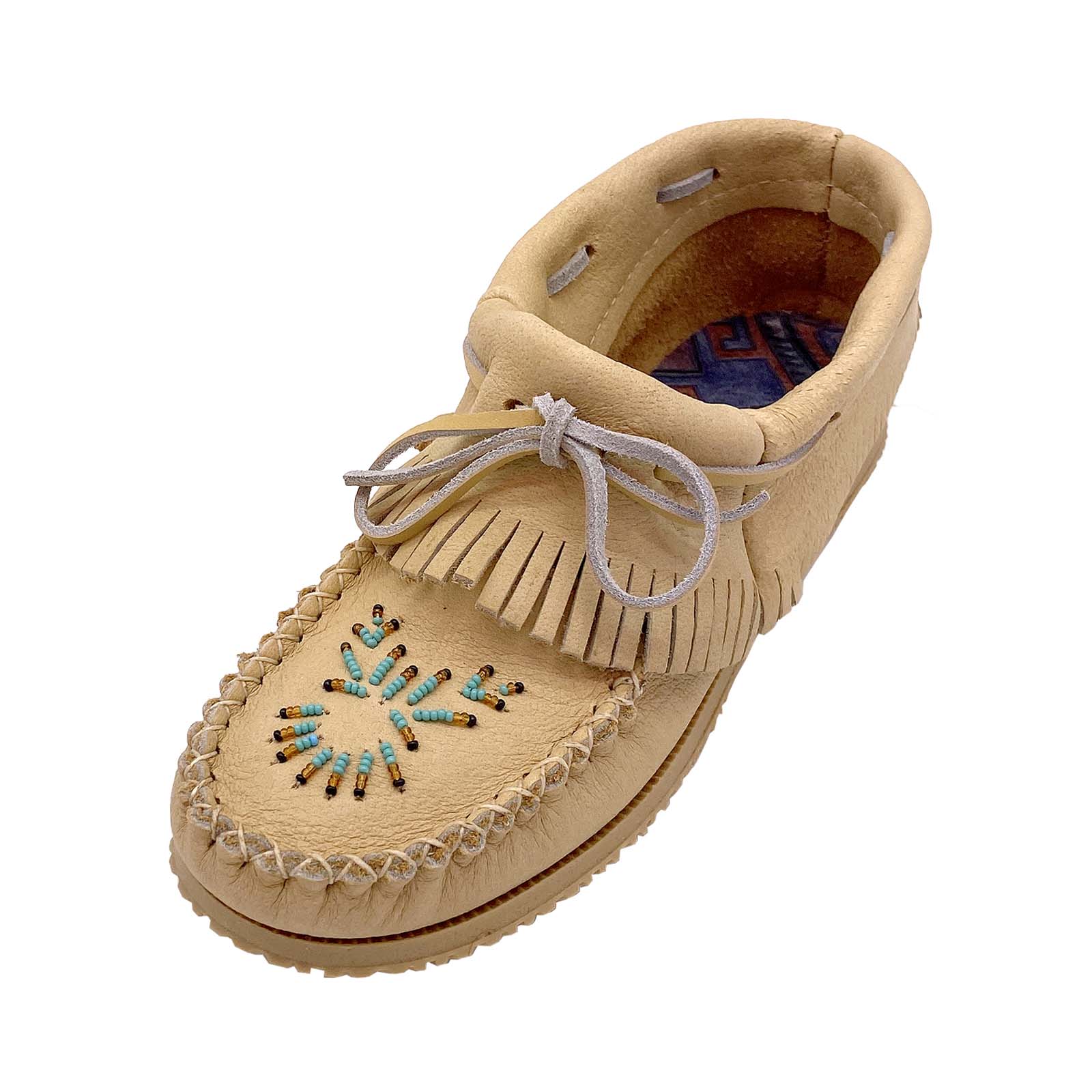 Womens Real Genuine Moose Hide Leather Short Ankle High Moccasin