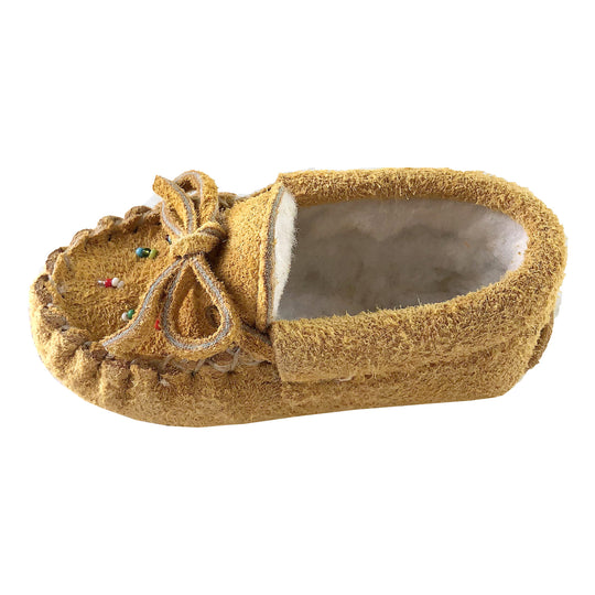 Baby Moose Hide Suede Fleece Lined Beaded Moccasins