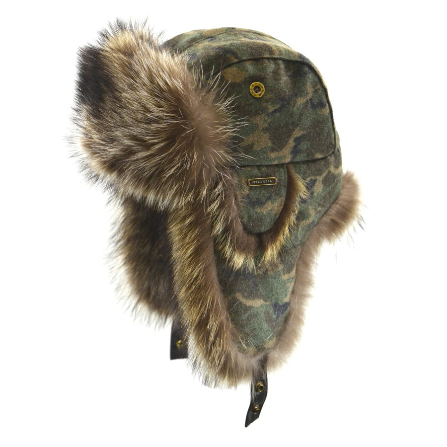 Raccoon Aviator Hat with Camo