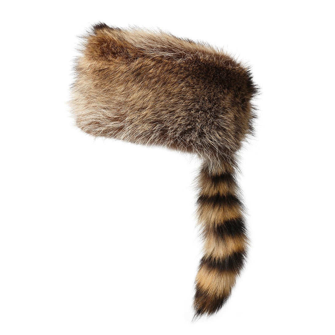 Davy Crockett Rabbit Fur Winter Hat with Removable Raccoon Tail