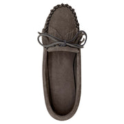 Women's Fringed Rubber Sole Gray Suede Moccasins