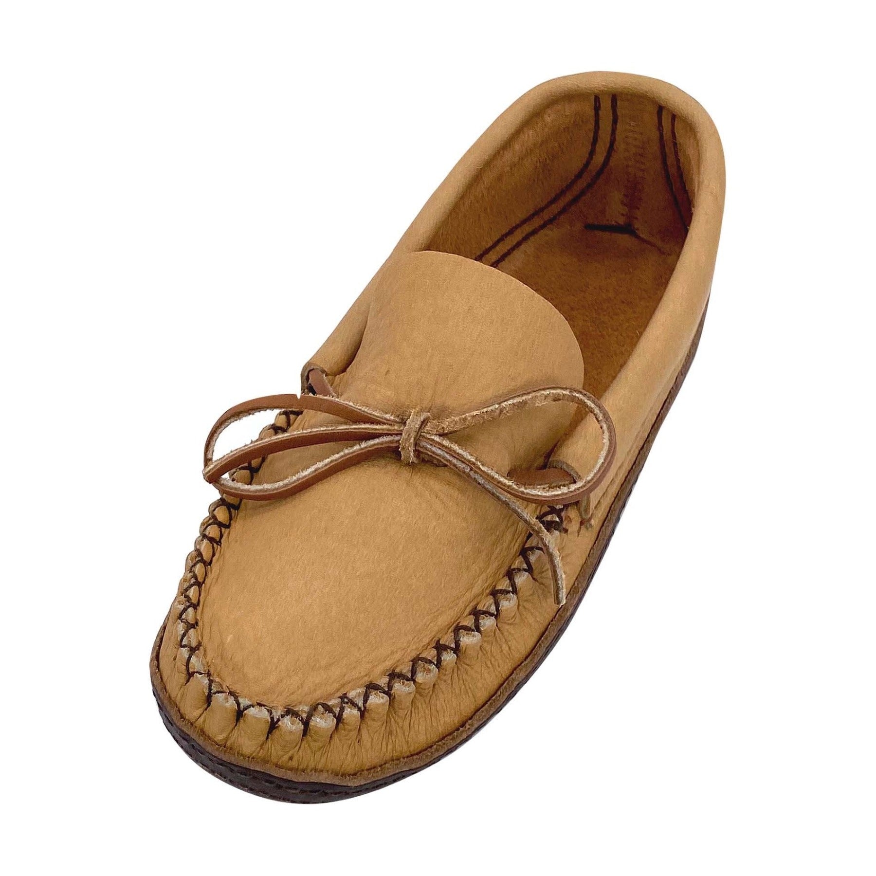 Men's Moose Hide Leather Moccasins with Oil Tan Soles for Earthing