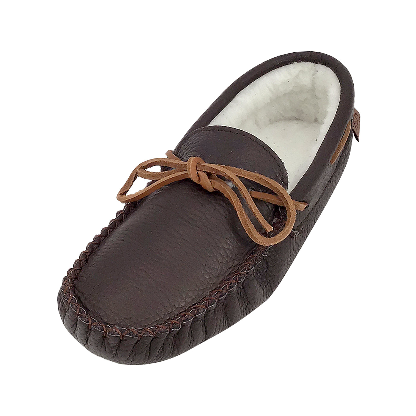 Men's Fleece Lined Buffalo Hide Canada Made Leather Moccasin Slippers â Leather-Moccasins