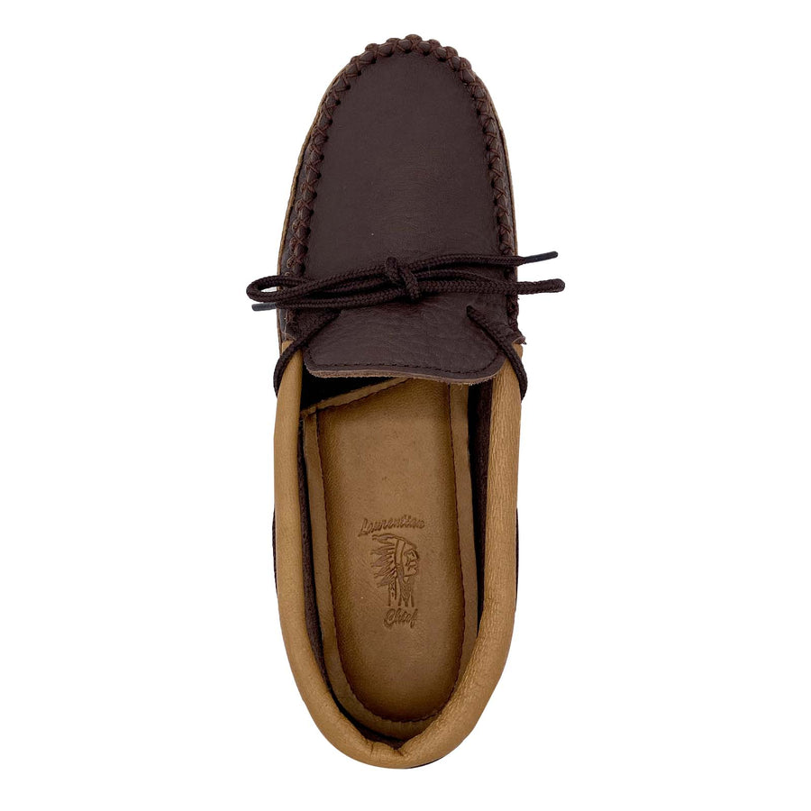 Men's Rubber Sole Elk & Moose Hide Leather Moccasins
