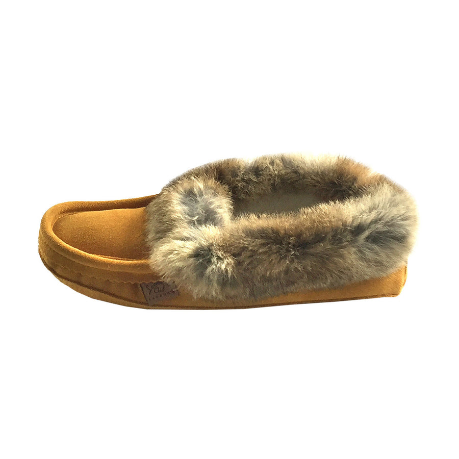 Men's Fleece Lined Suede Moccasins With Rabbit Fur