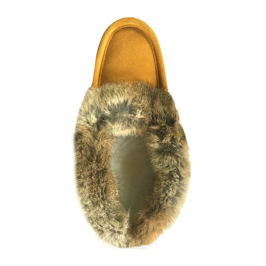 Men's Fleece Lined Suede Moccasins With Rabbit Fur