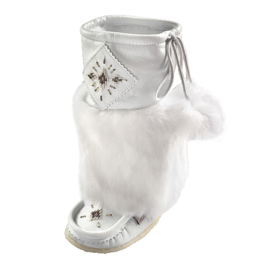 Women's 13" White Leather Mukluks