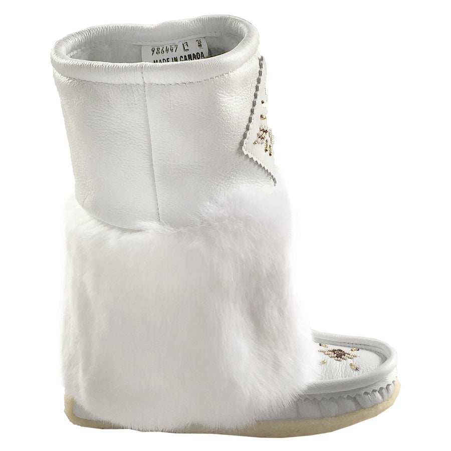 Women's 13" White Leather Mukluks