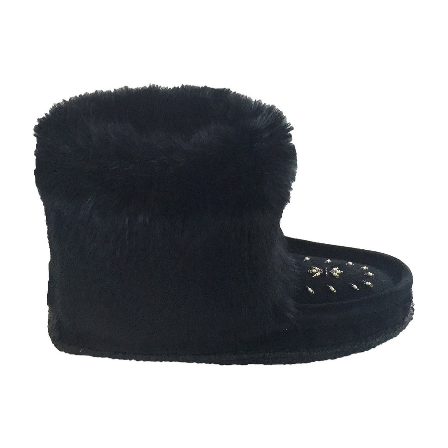 Women's  Black Short Tsar 8" Rabbit Fur Mukluks