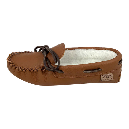 Women's Fleece Lined Maple Elk Hide Moccasins