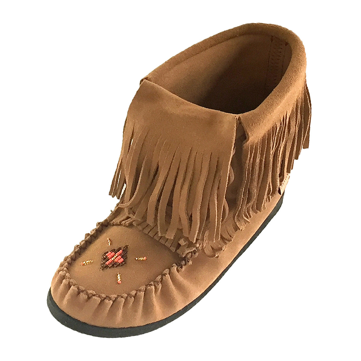 Women's Genuine Moka Suede Moccasin Boots with Long Fold-Over