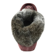 Women's Fleece Lined Rabbit Fur Plum Suede Moccasins