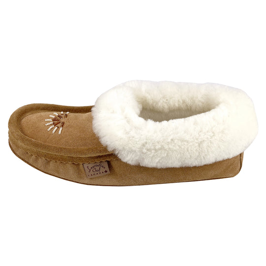 Women's Sheepskin Lined Soft Sole Beaded Moccasins