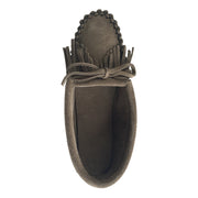 Women's Fringed Soft Sole Gray Suede Moccasins