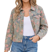 Women's Floral Print Denim Jacket