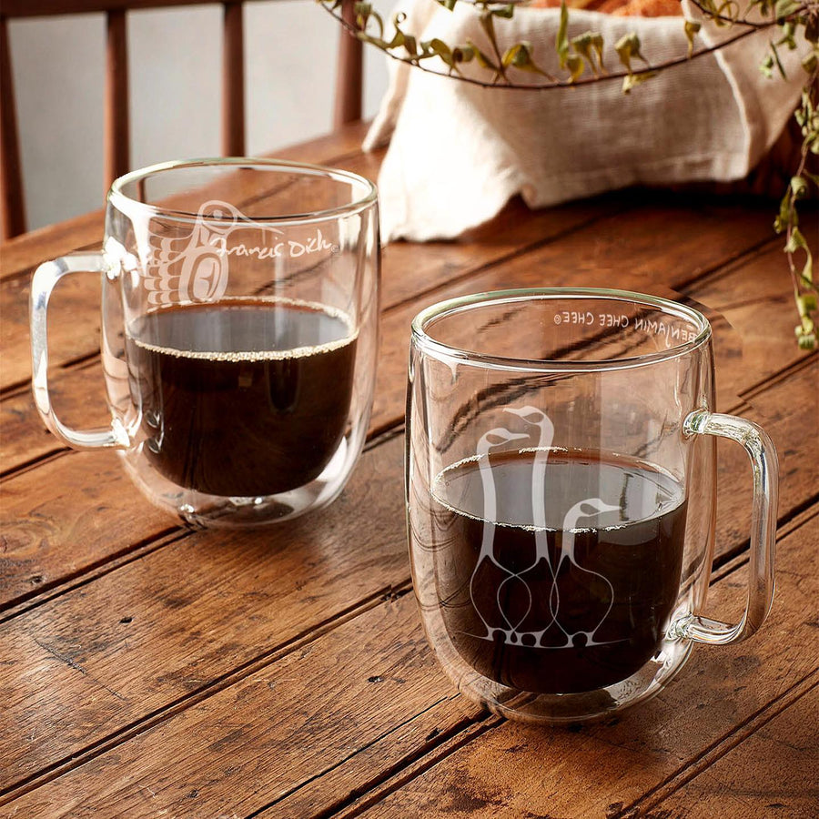 Native America Art Double Wall Glass Mug